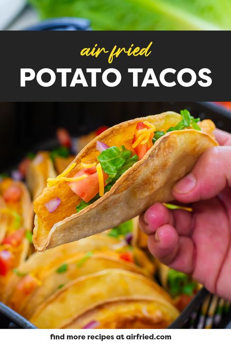 Potato Tacos Air Fryer, Mashed Potato Tacos, Fried Potato Tacos, Air Fry Potatoes, Air Fryer Potato, Vegetarian Taco, Fried Potato, Potato Tacos, Seasoned Potatoes