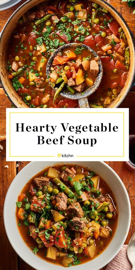 Veg Beef Soup, Beef Veggie Soup, Homemade Vegetable Beef Soup, Veggie Soup Recipes, Beef Soup Recipes, Vegetable Soup Recipe, Veg Soup, Vegetable Beef Soup, Garden Vegetable