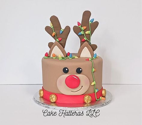 Reindeer Cake, Reindeer Cakes, Christmas Themed Cake, 7 Cake, Red Nose Reindeer, Fondant Decorations, Cake Cover, Rudolph The Red, Red Nose