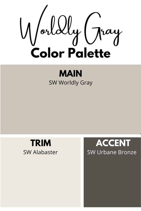 Sherwin Williams Worldly Gray, Urbane Bronze, Worldly Gray, Greige Paint Colors, Wallpapers Home, Greige Paint, House Paint Color Combination, Color Combinations Paint, Exterior House Paint Color Combinations