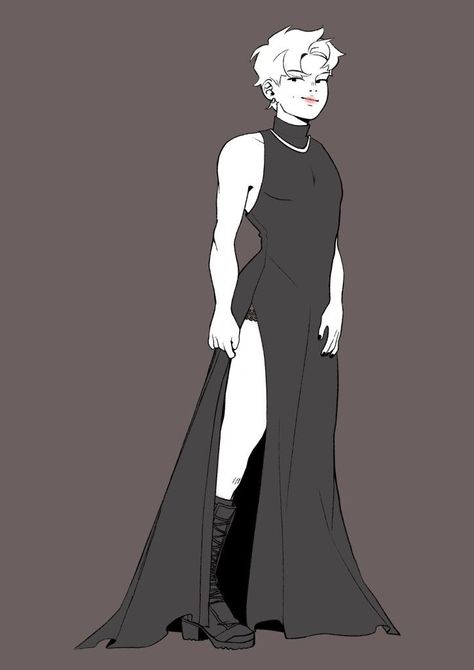 Men In Dresses Drawing, Men In Dresses Art, Femboy Fashion Men, Villain Outfits Design Male, Suit Drawing, Vestidos Anime, Woman In Suit, Desenhos Gravity Falls, Clothing Design Sketches