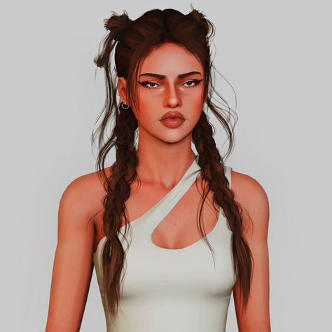 T-E Females Polycount: 22k Original: Here Mesh and Textures Credits to: @wingssims ♡ Download: SimFileShare / Google Drive Sims 4 Two Braids Cc, Sims 4 Cc Hair Messy Bun, Sims 4 Cc Skin Female, Sims 4 Messy Hair Cc, Sims 4 Messy Hair, Sims 3 Sims Download, Sims 3 Generations, Double Braids, Ts3 Cc