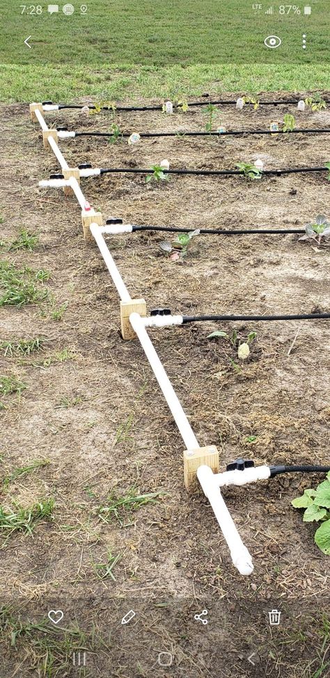 Gardening Watering System, Garden Water System, Pvc Watering System For Garden, Pvc Drip Irrigation Diy, Watering Garden Ideas, Diy Soaker Hose, Diy Garden Watering System, Soaker Hose Irrigation, Watering Raised Garden Beds