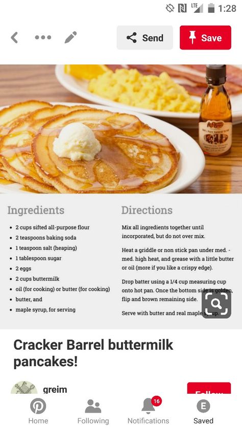 Buttermilk Pancake Recipe, Cracker Barrel Pancakes, Easy Homemade Pancakes, Cracker Barrel Recipes, Buttermilk Pancake, Homemade Pancake Recipe, Tasty Pancakes, Breakfast Recipes Casserole, Breakfast Items