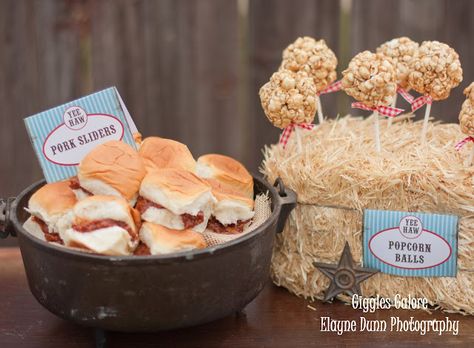 Cowboy First Birthday, Cowboy Themed Birthday Party, Rodeo Birthday Parties, Western Birthday Party, Rodeo Party, Farm Animals Birthday Party, Horse Birthday Parties, Popcorn Balls, Cowboy Birthday Party