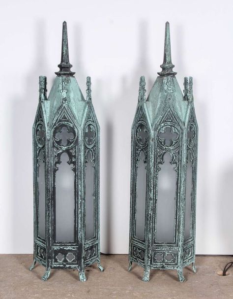 Gothic Art Deco Interior Design, Gothic Gazebo, Gothic Lamps, Gothic Entrance, Castle Lighting, Goth Lamp, Gothic Lantern, Gothic Lighting, Gothic Lamp