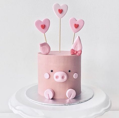 Chinese New Year Cake, Piggy Cake, Farm Birthday Cakes, New Year Cake, Fondant Art, Pig Birthday Cakes, 13 Birthday Cake, Mini Torte, Rabbit Cake