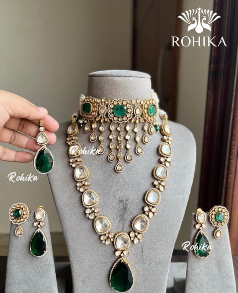 High quality Polki Kundan with doublet stones combo set❤️❤️ DM for prices , shipping free within India . Product code on website : ALAM . 🌟To place an order DM or whatsapp us on +916280926290 OR 🌟Buy it directly on our website www.rohikastore.com. Search for the product with the keyword “ALAM” . . . Follow @jewellery_by_rohika for more designs.❤️ . We ship worldwide 🌍 . We customise happiness 💞 . . Ordering procedure : - Make payment through Gpay, phonepe or bank transfer (net-banking) -... Luxury Hand-set Diamond Kundan Necklace, Luxury Hand-set Kundan Necklace, Open Setting Polki Pendant, Kundan Meena Polki Jadau Pendants Set, Polki Victorian Choker, Bridal Jewellery Earrings, Wedding Jewellery Collection, Jewellery Earrings, Place An Order