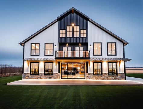 3 Bedroom AMAZING Custom Barndominium Plan - Etsy Luxury Farmhouse Plans 5 Bedroom, Barnodium Homes Exterior Colors, Barndominium Shutters, Barndominium Exterior Doors, Barndominium With Catwalk, U Shaped Barndominium, White A Frame House, Barndo With Breezeway, Luxury Barndominium Floor Plans