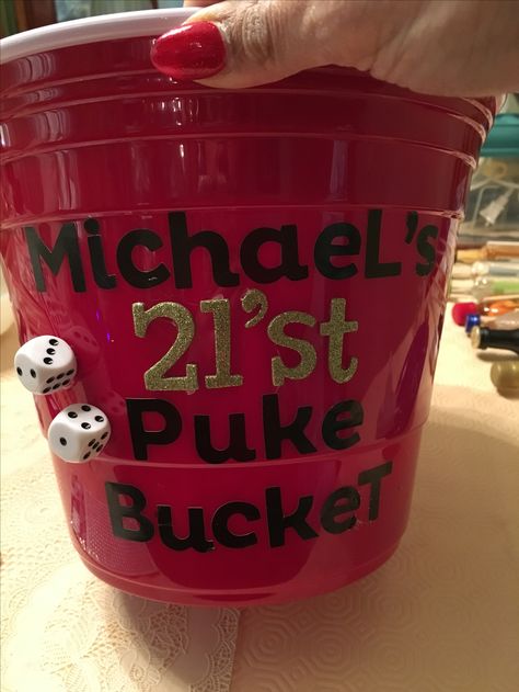 Michael's puke bucket Puke Bucket, 21st Birthday Gifts, Boys Birthday, 21st Birthday, Boy Birthday, Birthday Ideas, Vodka, Birthday Cake, Birthday Gifts