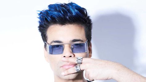 Karan Johar prefers it blue in his new hairstyle The post Karan Johar goes the blue way with his hair appeared first on IWMBuzz. Blue Color Hair Ideas, Hair Ideas For Men, Men Hair Cut, Color Hair Ideas, Blue Hair Color, Indian Blue, Mens Hair Colour, Men Hair Color, Long Face