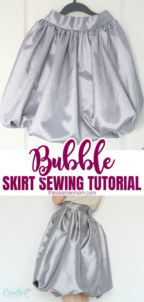 Wanna sew a super easy skirt that is adorable, fun, sweet and innocent? Make yourself an easy bubble skirt that is both flattering and comfortable! via @petroneagu Skirt Sewing Tutorial, Mew Ichigo, Sewing Costumes, Sew Tips, Sewing Curtains, Skirt Pattern Free, Skirt Sewing Pattern, Sewing School, Skirt Sewing