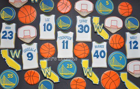 Golden State Warriors Cookies Golden State Warriors Cookies, Warriors Party Ideas Golden State, Golden State Warriors Party Ideas, Golden Warriors Cake, Golden State Warriors Party, Bae Birthday, Golden State Warriors Birthday, Golden State Warriors Tumbler Wrap, Splash Brothers