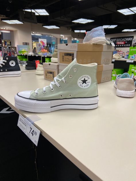 Sage Green Converse, Knee High Converse, High Converse, Cute Converse Shoes, Cute Converse, Green Converse, Aesthetic Shoes, Converse All Star, Converse Chuck