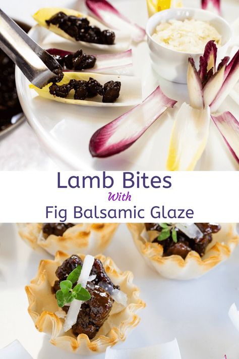 Lamb Bites with Fig Balsamic Glaze is a sweet and savory lamb appetizer. Pecorino Romano cheese garnish combines both flavors with a subtle salty finish. #Ad #ownyourownparty #beaussome #aussielamb #lambappetizer #lambrecipe Lamb Bites, Fig Glaze, Fig Food, Lamb Pasta, Balsamic Glaze Recipes, How To Cook Lamb, Pecorino Romano Cheese, Pecorino Romano, Romano Cheese