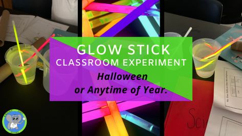 Follow the scientific method to discover the science behind glow sticks. This is a great Halloween chemistry activity. Complete lesson plans included. Glow Stick Science Experiment, Halloween Chemistry, Classroom Science Experiments, Science Fair Experiments, Chemical Change, Chemistry Activities, Stem Club, Science For Toddlers, Science Camp