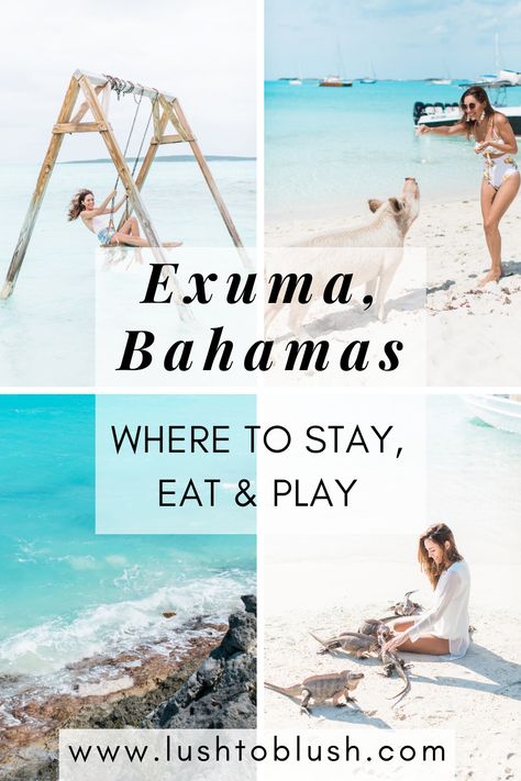 Exuma Travel Guide - Lush to Blush Bahamas Eleuthera, Bahamas Travel Guide, Bimini Islands, Bahamas Honeymoon, Swimming Pigs, Exuma Bahamas, Bahamas Travel, Emerald Bay, Bahamas Vacation