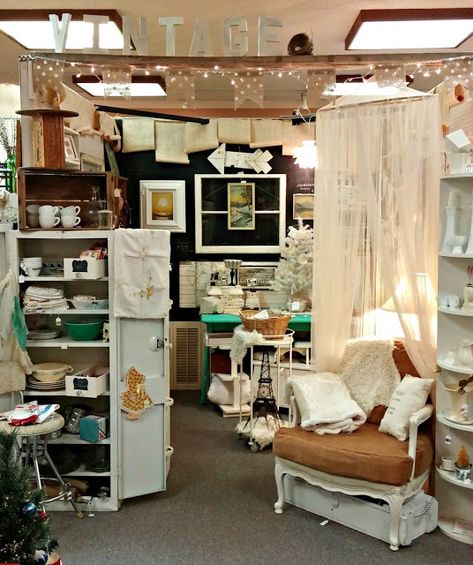 Antique Mall Booth Update - Little Vintage Cottage Antique Booth Design, Antique Mall Booth Ideas, Vintage Booth Display, Small Booth, Vendor Booth Display, Flea Market Booth, Vintage Store Displays, Antique Booth Displays, Antique Mall Booth