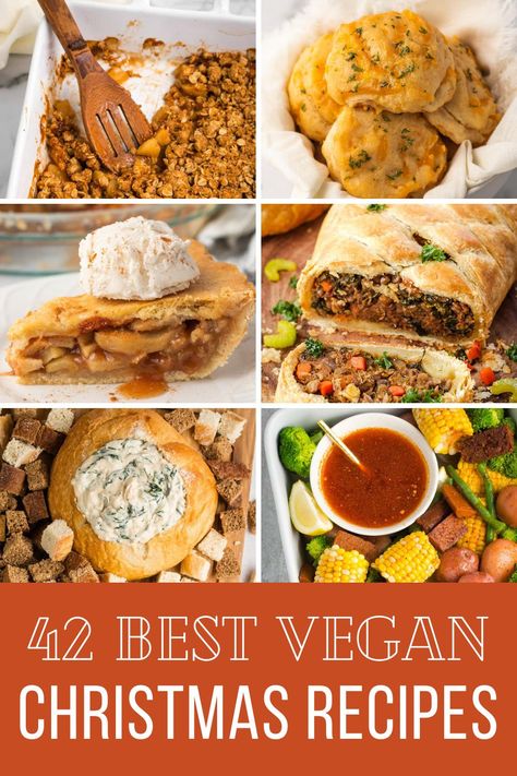 Looking for some delicious food to enjoy this Christmas? These vegan Christmas recipes include appetizers, mains, side dishes, desserts, and more! Winter Recipe Vegetarian, Vegetarian And Vegan Recipes, Vegan Christmas Bread, Unusual Vegan Recipes, Vegan Christmas Roast, Plant Based Holiday Recipes, Easy Vegan Holiday Recipes, Vegetarian Recipes Christmas, Vegan Christmas Food