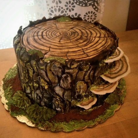 Stump Cake, Tree Stump Cake, Woodland Cake, Log Cake, Wood Cake, Tree Cakes, Tree Stump, Fancy Cakes, Cake Decorating Techniques