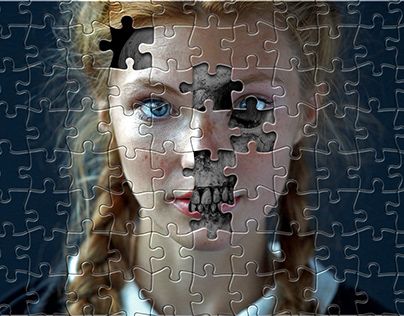 Puzzle Portrait Art, Puzzle Face Art, Puzzle Piece Art Ideas, Art With Puzzle Pieces, Fragments Of Time, Jigsaw Puzzle Art Ideas, Puzzle Art Drawing, Interactive Portrait, A Level Photography Final Piece