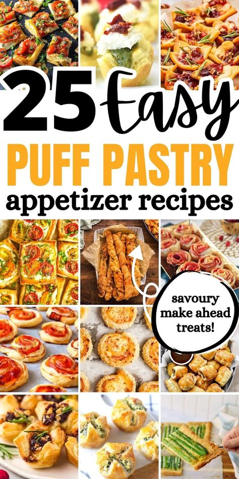 easy puff pastry appetizer recipes Puff Pastry Aperitif, Puff Pastry Football Snacks, Puffed Pastry Dinner Recipes, Savoury Appetizers Easy, Savoury Tea Party Food, Savory Recipes Using Puff Pastry, Savory Pastry Puff Recipes, Dinner Ideas With Puff Pastry, Puff Pastry Finger Food