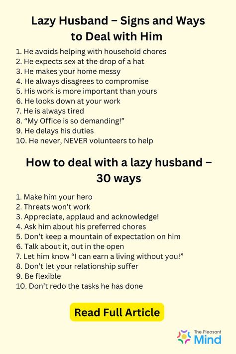 Lazy Husband – Signs and Ways to Deal with Him Lazy Husband, Be The Reason, Marriage Relationship, Your Man, My Husband, Signs