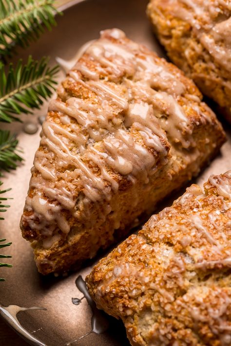 Eggnog Scones Recipe, Eggnog Scones, Christmas Scones, Eggnog Glaze, Baking Soda Substitute, Eggnog Recipes, Homemade Brunch, Eggnog Cake, Eggnog French Toast