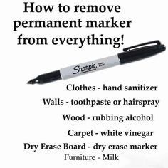 Remove Permanent Marker, 1000 Lifehacks, Smart Ideas, Room Stuff, Kraf Diy, Handy Dandy, Sparkling Clean, Dry Erase Markers, Life Tips