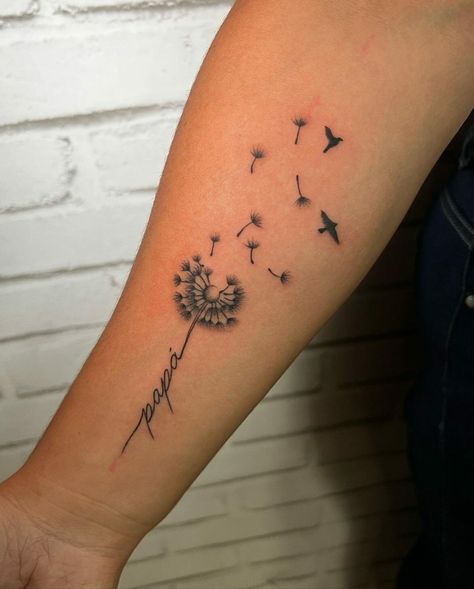 Dandelion Tattoo Ideas, Watercolor Dandelion Tattoo, Dandelion Tattoo Meaning, Dandelion Tattoos, Grandparents Tattoo, Remember Tattoo, Dandelion Tattoo Design, Flower Of Life Tattoo, Minimal Tattoo Designs