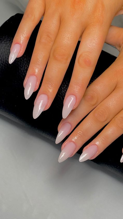 Milky pink acrylic nails plain nail inspo plain nails Pink Clear Ombre Nails, Milky Pink Wedding Nails, Plain Pink Acrylic Nails Almond, Sheer Pink Acrylic Nails Almond, Sheer Ombre Nails, Milk Pink Nails Acrylic, Milky Clear Nails, Milky Pink Acrylic Nails, Milky Acrylic Nails