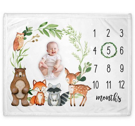 Fox Baby Nursery, Picture Wreath, Baby Growth Chart, Forest Nursery Decor, Baby Monthly Milestones, Baby Milestone Blanket, Forest Nursery, Monthly Milestone, Best Baby Shower Gifts