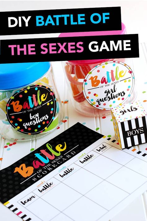 This Battle of the Sexes Game looks like so much fun for group date night in! #battleofthesexes #couplesgame Battle Of The Sexes Party Games, Firework Games, Couples Games, Couples Night, Couples Game Night, Simple Gender Reveal, Engagement Party Games, Date Night Games, Date Night Ideas For Married Couples