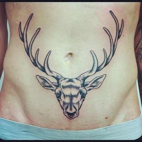 Abdomen tattoo Hannah Tattoo, Deer Head Tattoo, Elk Tattoo, Antler Tattoo, Abdomen Tattoo, Deer Skull Tattoos, Stag Tattoo, Hunter Tattoo, Deer Tattoo