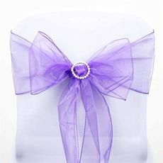 5pc x Purple Organza Chair Sash Chair Swag, Lavender Chair, Bow Tie Party, Wedding Chair Sashes, Chair Bows, Chair Ties, Amethyst Wedding, Chair Sash, Chair Sashes