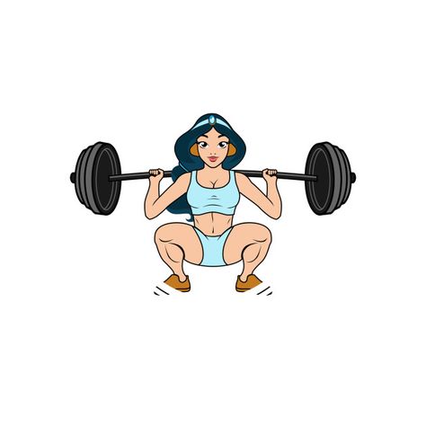 Gym Animation, Gym Prints, Gym Princess, Gym Cartoon, Gym Graphics, Princess Training, Crossfit Wallpaper, Fitness Cartoon, Princess Workout