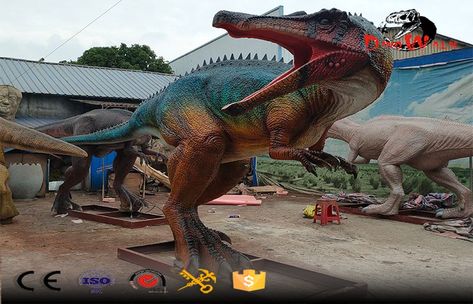 gaint animatronic dinosaur Baryonyx 1.Size: life size or customized 2.Price:US$2000~10000/piece 3.Min.Order Quantity:1 piece 4.Lead time:20 days or depends on order quantity 5.Power:110/220V, AC, 200-800W. 6.Color:Any color is available.Customers can customize all kinds of dinosaurs Note:All the dinosaurs can be customized according to your requirements. Inquire now to see how we can help with your project. #ANIMATRONICDINOSAUR #amusementpark #themepark #museum #playground #cityplaza Animatronic Dinosaur, Dinosaur Park, Outdoor Venues, Water Spray, Animal Fashion, Stainless Steel Frame, Lights Background, Amusement Park, Life Size