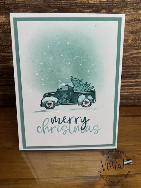 Trucking Along For A Easy Gift Card Holder. #GiftCardHolder #FrenchieStamps #StampinUp #StampinUpGiftCertificate #TruckingAlong Create Christmas Cards, Gift Cards Money, Hand Made Greeting Cards, Homemade Christmas Cards, Stampin Up Christmas Cards, Christmas Gift Card, Making Greeting Cards, 2024 Christmas, Stampin Up Christmas