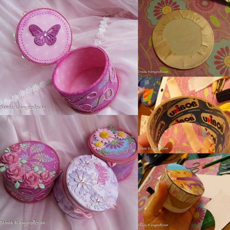 Diy Gift Boxes, Diy Box Crafts, Shoe Box Crafts, Round Gift Boxes, Presente Diy, Buat Pita, Duct Tape Crafts, Easy Diy Gifts, Duck Tape