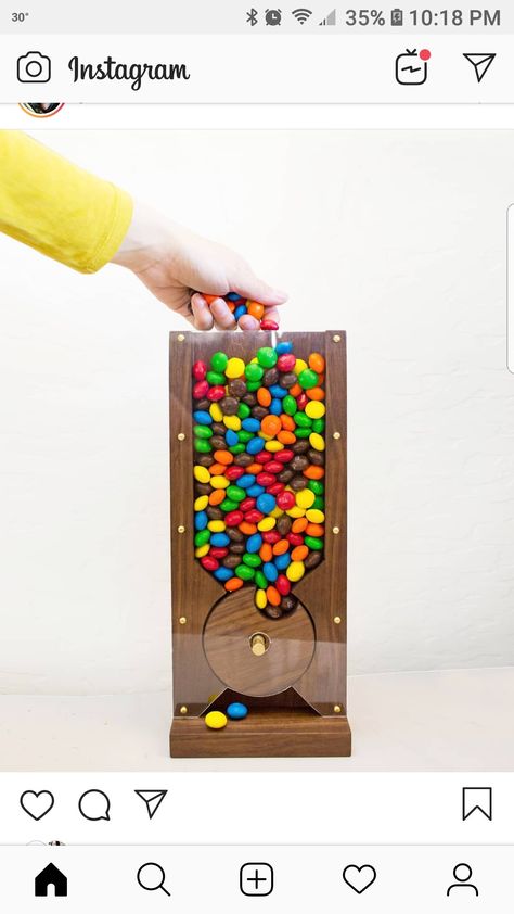 Candy Dispenser 3d Printed Candy Dispenser, Candy Wall Dispenser, Sweet Dispenser, Gumball Dispenser, Dispenser Design, Maker Project, Candy Dispenser, Tape Dispenser, Wooden Projects