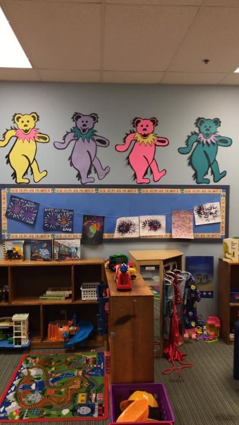 Hippie Classroom, Grateful Dead Dancing Bears, Mom Goals, Facebook Photo, Moms Goals, Dancing Bears, Themed Room, Future Classroom, Colorful Wall Art