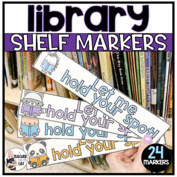 If you're a teacher librarian or have an organized classroom library you will love using shelf markers. Shelf markers help students to keep your library organized while still being able to pull books off the shelf and look at them.  Students simply put a shelf marker in place of the book so they know where to put the book back if they don't want to check it out. This includes 24 different shelf markers! Check out the video preview to see in action!These also come in black and white for students Elementary School Library Set Up, Elementary Library Organization, Elementary School Library Design, Library Shelf Markers, Library Aide, Librarian Ideas, Library Assistant, Library Orientation, School Library Decor