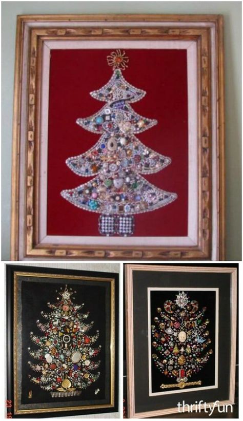 25 Amazingly Creative Ways To Repurpose Vintage Jewelry {Collection Created and Curated by DIYnCrafts Team} Trendy Diy Jewelry, Vintage Christmas Trees, Old Jewelry Crafts, Costume Jewelry Crafts, Jeweled Christmas Trees, Vintage Jewelry Diy, Jewelry Repurposed, Vintage Jewelry Ideas, Vintage Jewelry Repurposed