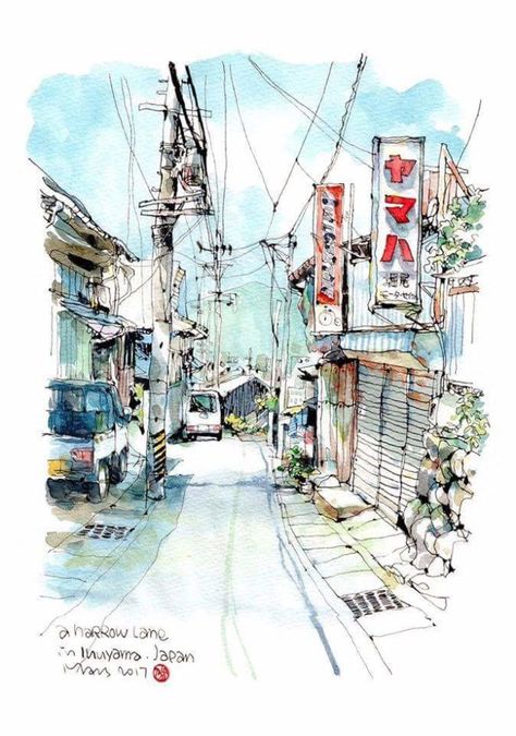 Croquis de voyage au Japon par B6 Drawing - le site du Japon Urban Sketchbook, Illustration Pencil, Travel Sketchbook, Watercolor Architecture, City Drawing, Japon Illustration, Architectural Sketch, Travel Sketches, Have Inspiration