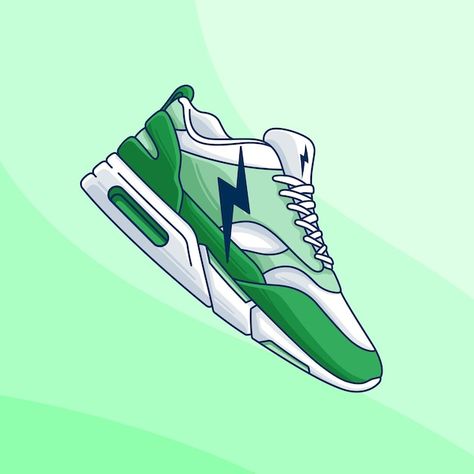 Illustration of green sneaker Premium Ve... | Premium Vector #Freepik #vector #shoes-sneakers #sneakers #sport-shoes #running-shoes Sport Shoes Illustration, Shoes Vector, Shoes Illustration, Green Sneakers, Shoes Running, Premium Vector, Graphic Resources, Running Shoes, Vector Illustration