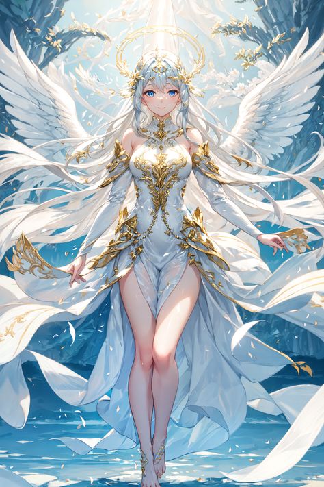 "Unveil the serenity of an angelic presence with our latest digital painting. Witness ethereal beauty amidst golden light, delicate lace, and glowing halos. A timeless masterpiece merging tranquility with celestial elegance. Let your soul be touched by purity and grace. 🕊️✨ #EtherealBeauty #AngelArt" Fanfiction Characters, Light Goddess, Angelic Beauty, Enchanted Characters, Mythical Creatures Fantasy, Luis Royo, Golden Light, Stunning Wallpapers, Anime Wallpapers