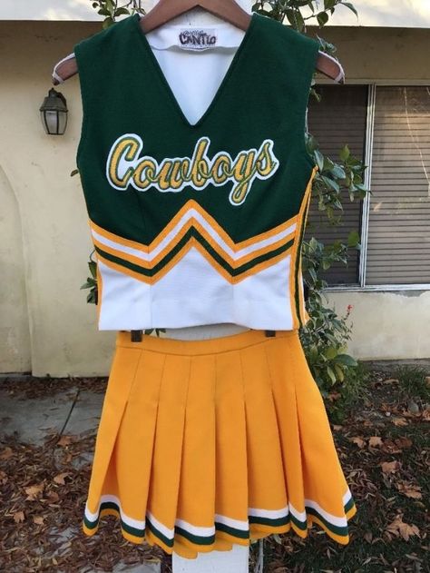 Yellow Cheerleader Uniform, Vintage Cheerleader, Band Uniforms, Cheerleading Uniforms, Cheer Uniform, Frog And Toad, Vintage Sweaters, Vintage Tees, Cheerleading