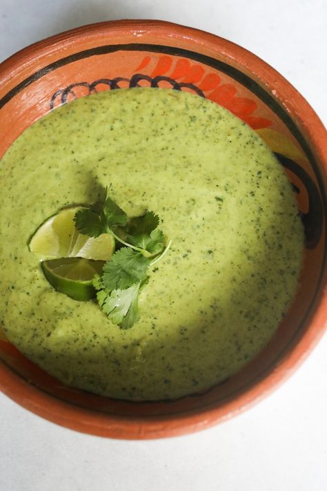 Creamy Green Sauce, Poblano Cream Sauce, Herbed Potato Salad, Poblano Sauce, Roasted Poblano Peppers, Verde Sauce, Mexican Sauce, Cilantro Lime Sauce, Chile Poblano