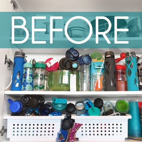 {five minute friday} Water Bottle Storage | Blue i Style - Creating an Organized & Pretty, Happy Home! Shaker Bottle Storage, Storing Water Bottles, Water Bottle Organization, Water Bottle Storage, Diy Water Bottle, Blender Bottle, Best Water Bottle, Diy Water, Lid Storage