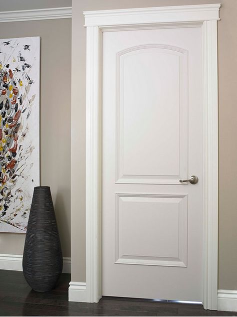 Doors - Interior Doors - Moulded - Smooth Finish - Continental As its name would suggest, the Continental™ is reminiscent of classic European architecture and lends itself well to homes that are more traditional in style. This is a two-panel door with an ovolo sticking profile and a smooth surface.   en.jeld-wen.ca/interior_doors/moulded/smooth_finish/conti... Two Panel Doors, Interior Door Styles, Interior Door Trim, Door Design Photos, Bedroom Door Design, Door Casing, Door Molding, Bedroom Doors, Door Trims